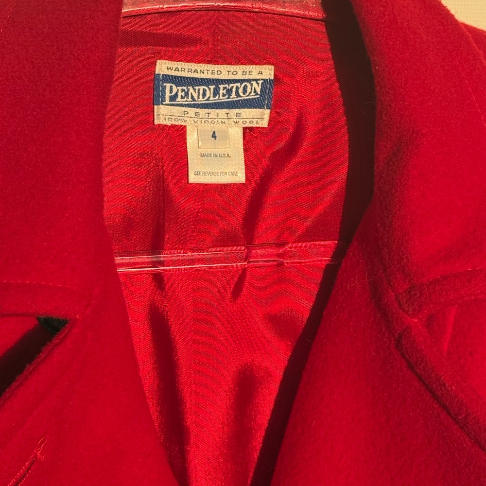 Pendleton Red Wool Cropped Jacket Petite 4 Double Breasted USA - Picture 11 of 11